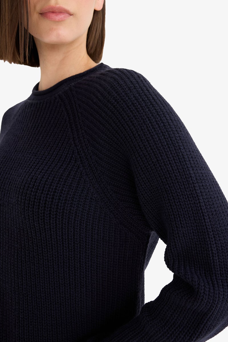 DeFacto Blue Woman Regular Fit Crew Neck Basic Knit Pullover Casual - Image 5